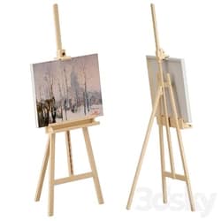 Wooden easel and painting 3D Models 3DSKY 