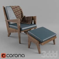 armchair ottoman wood 