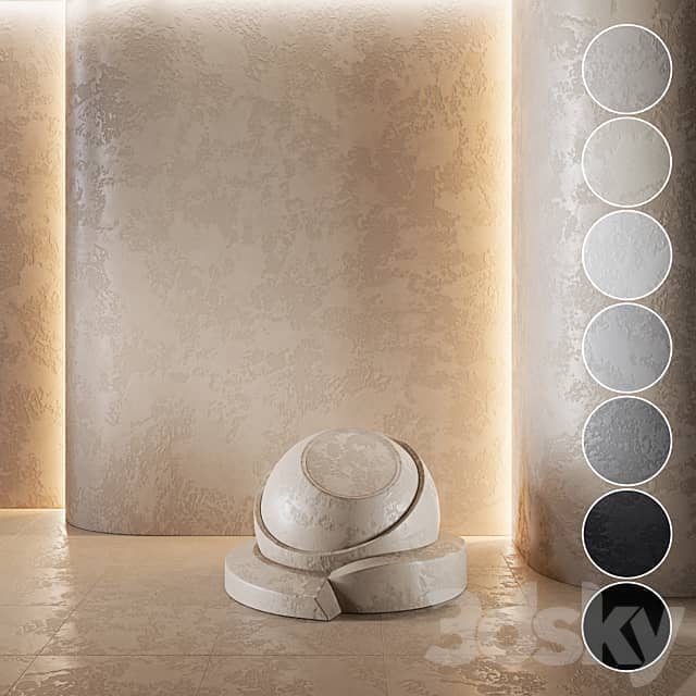 decorative plaster Concrete set seamless eleven 3D Models