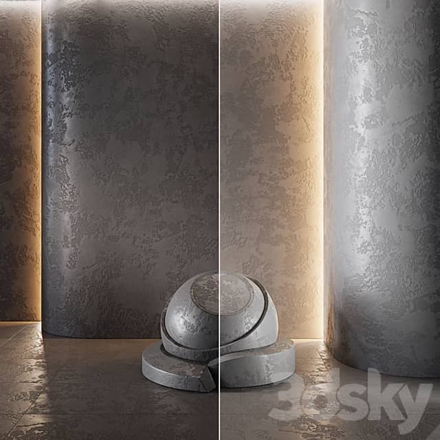 decorative plaster Concrete set seamless eleven 3D Models