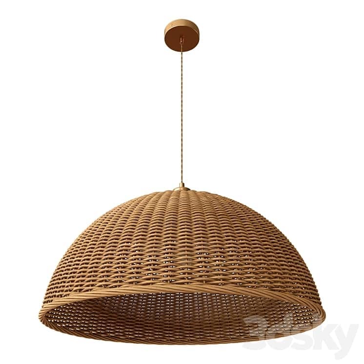 Chandelier with wicker lampshade (hemisphere)