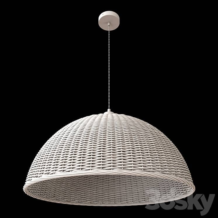 Chandelier with wicker lampshade (hemisphere)