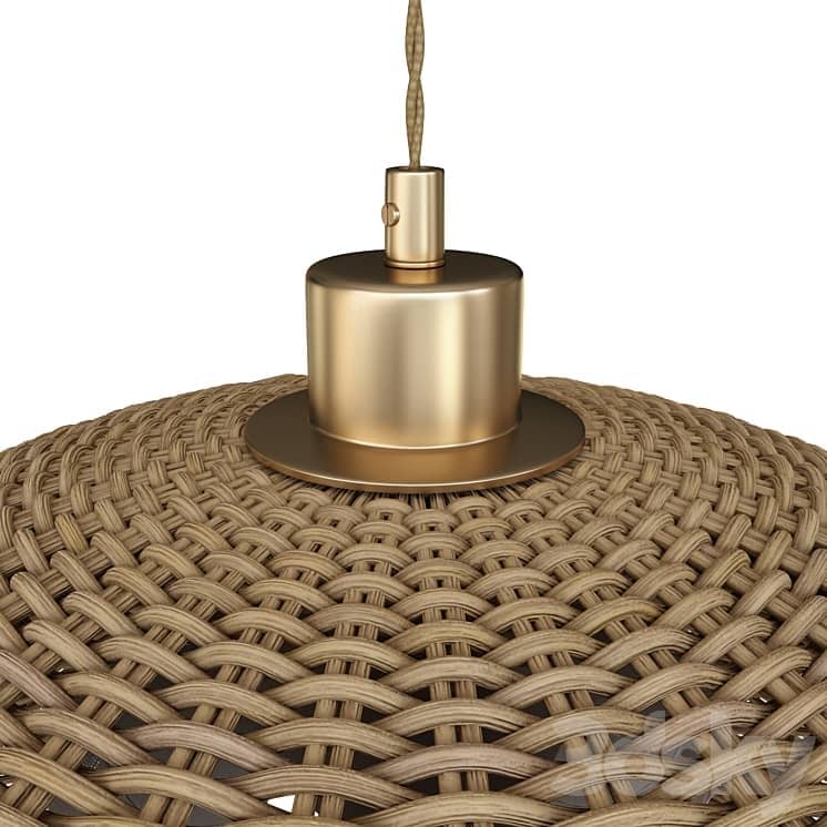 Chandelier with wicker lampshade (hemisphere)