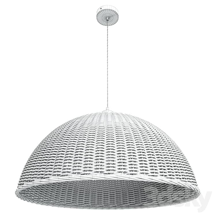 Chandelier with wicker lampshade (hemisphere)