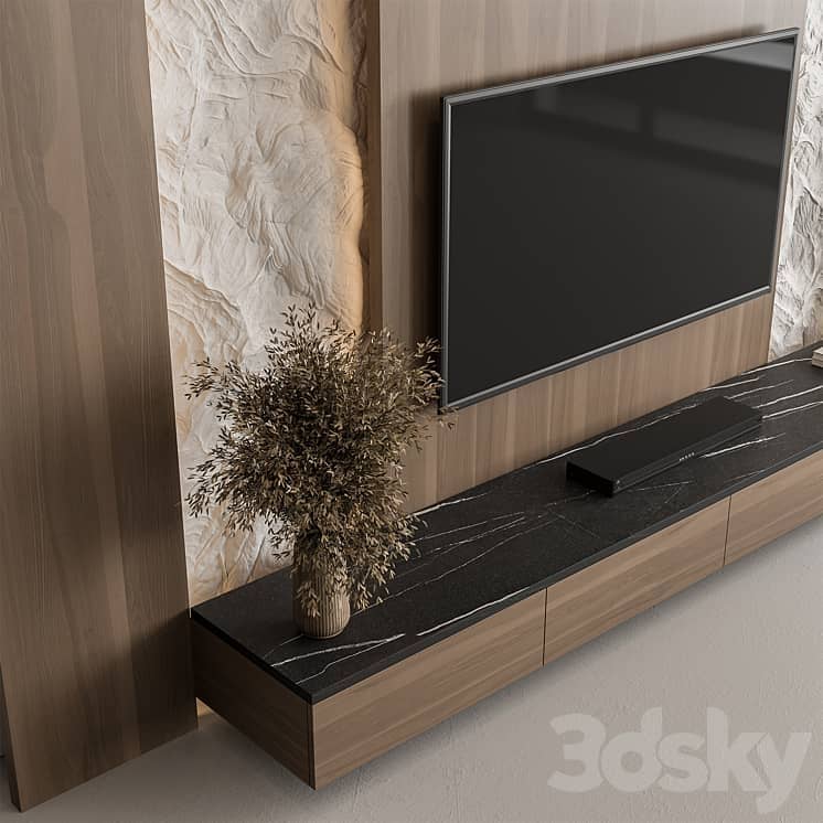 TV Wall Cliff and Wood Set 144