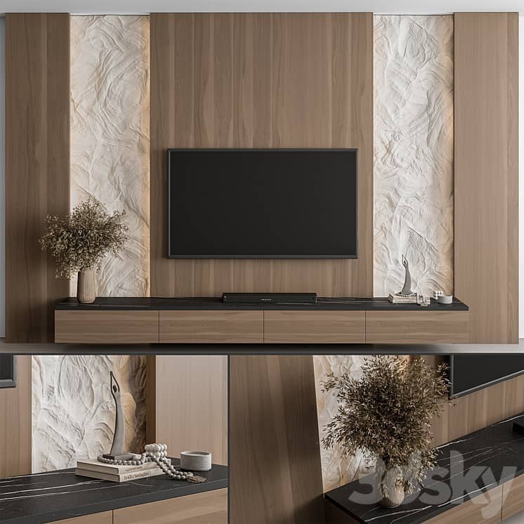TV Wall Cliff and Wood Set 144