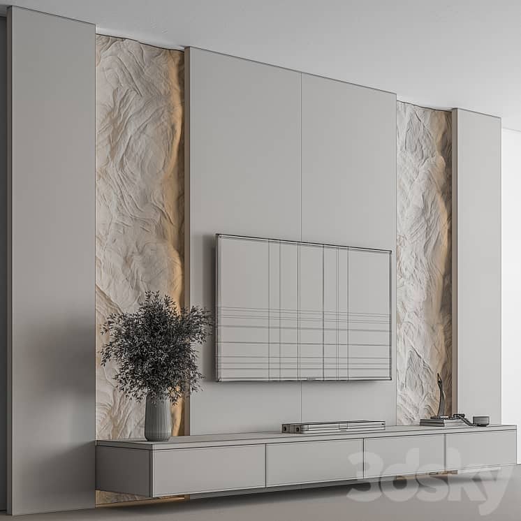 TV Wall Cliff and Wood Set 144