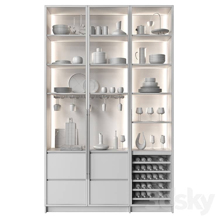 Glass cabinet with wine cooler 2