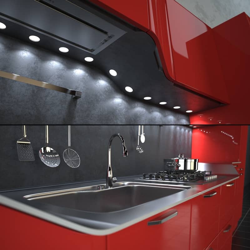 red kitchen design