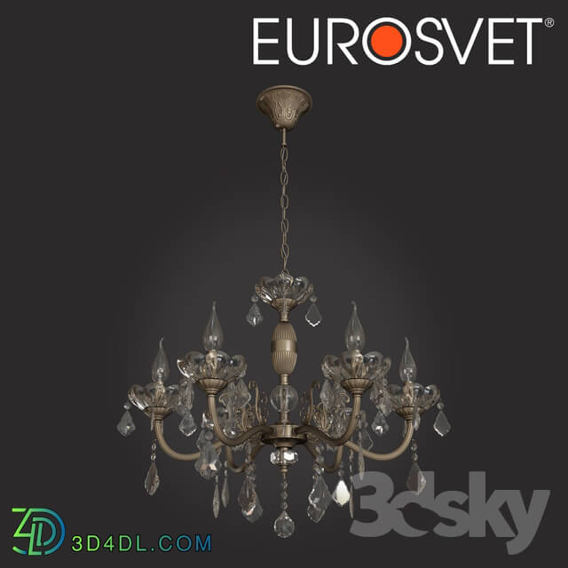 Ceiling light - OM Chandelier with crystal Eurosvet 10005_6 antique bronze Chelina