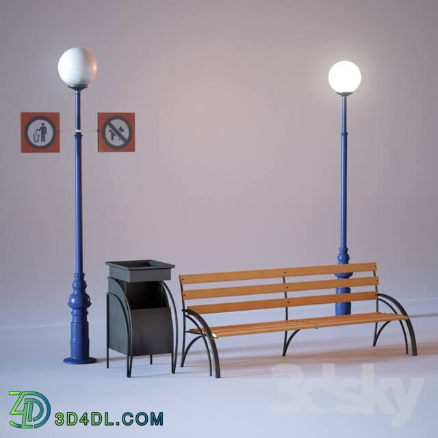 Other architectural elements - Bench_ lamp_ urna.