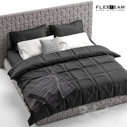 Bed - FLEXTEAM MARCEL _ black bedclothes 