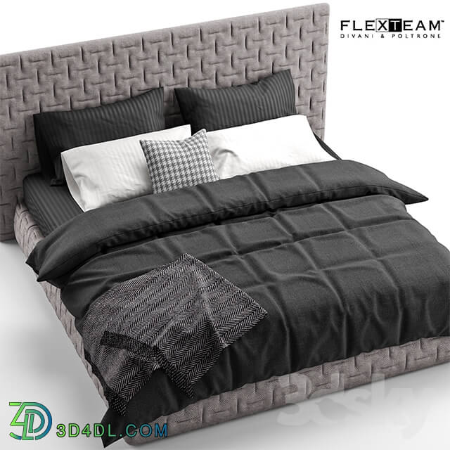 Bed - FLEXTEAM MARCEL _ black bedclothes