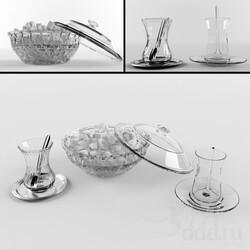 Tableware - sugar case and tea cups 