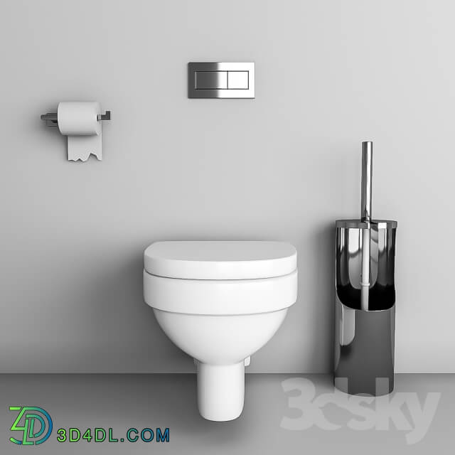 Toilet and Bidet - Hanging toilet with accessories