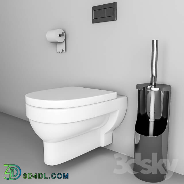 Toilet and Bidet - Hanging toilet with accessories