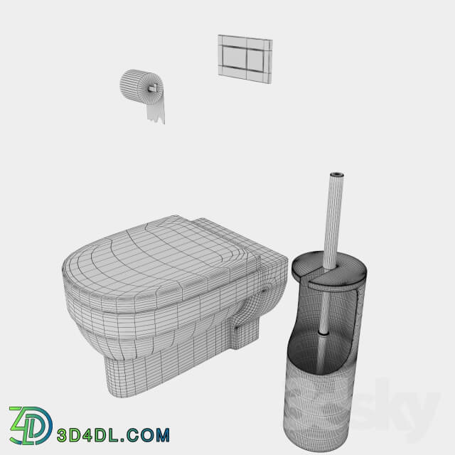 Toilet and Bidet - Hanging toilet with accessories