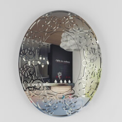 Mirror - Frame with oval mirror carved ARGENTO 6025 