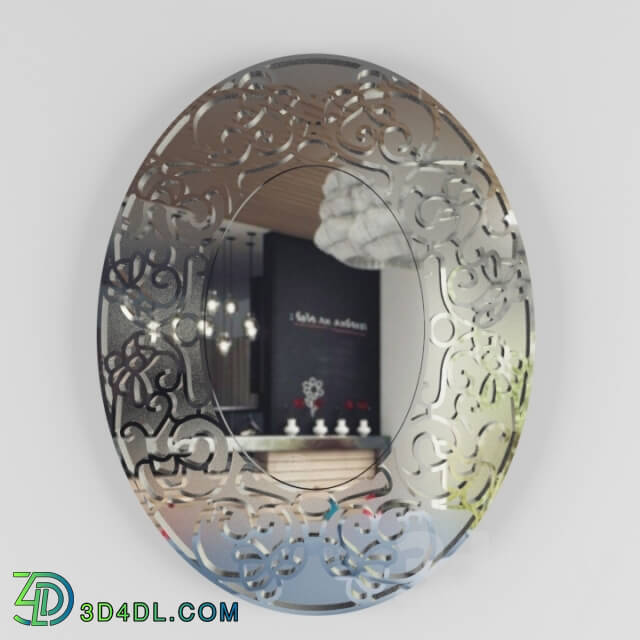 Mirror - Frame with oval mirror carved ARGENTO 6025