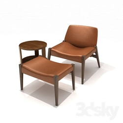 Arm chair - Leather Sofa _ Footstool _ Side Table 