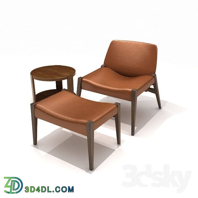 Arm chair - Leather Sofa _ Footstool _ Side Table