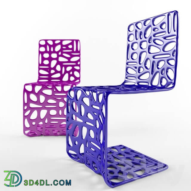 Chair - Chair of the perforated grid with a geometric pattern