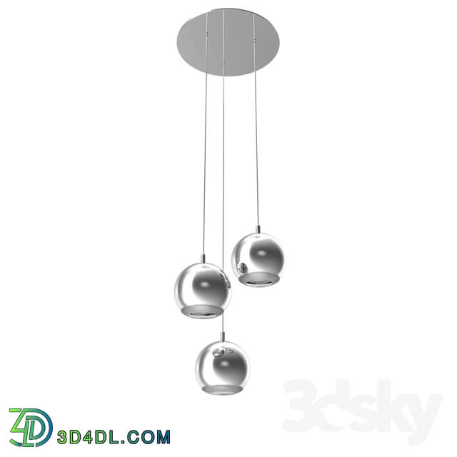 Ceiling light - 95913 Light-emitting diode. suspension CONESSA_ 3х3_3W _GU10__ Ø290_ steel_ chrome _ plastic_ transparent