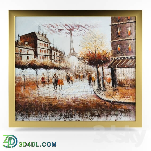 Frame - Eiffel Tower Paris Stree Oil Painting