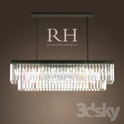 Ceiling light - RH _ 1920S ODEON GLASS FRINGE RECTANGULAR CHANDELIER SMALL IRON 