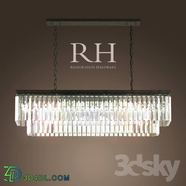 Ceiling light - RH _ 1920S ODEON GLASS FRINGE RECTANGULAR CHANDELIER SMALL IRON