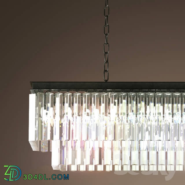 Ceiling light - RH _ 1920S ODEON GLASS FRINGE RECTANGULAR CHANDELIER SMALL IRON