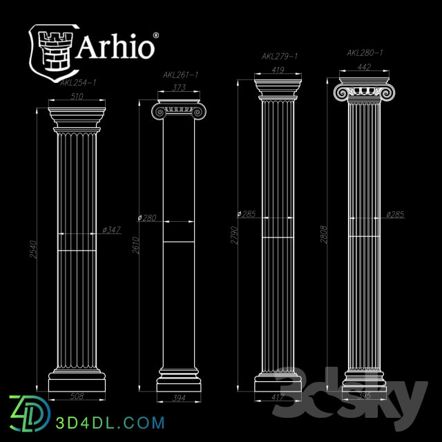 Decorative plaster - The collection of columns_ production Arhio_ _AKL 254-1 - AKL 280-1_