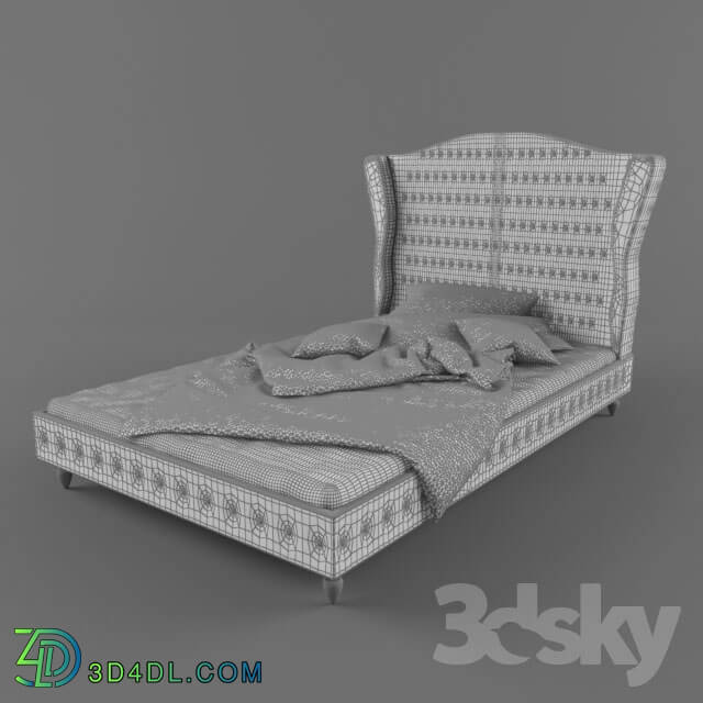 Bed - Double bed with high headrest
