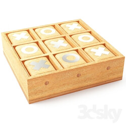 Other decorative objects - Studio 350 Rustic Mango Wood and Aluminum Tic Tac Toe Decorative Box 