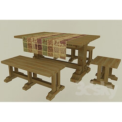 Table _ Chair - table_ bench and stool in rustic style 