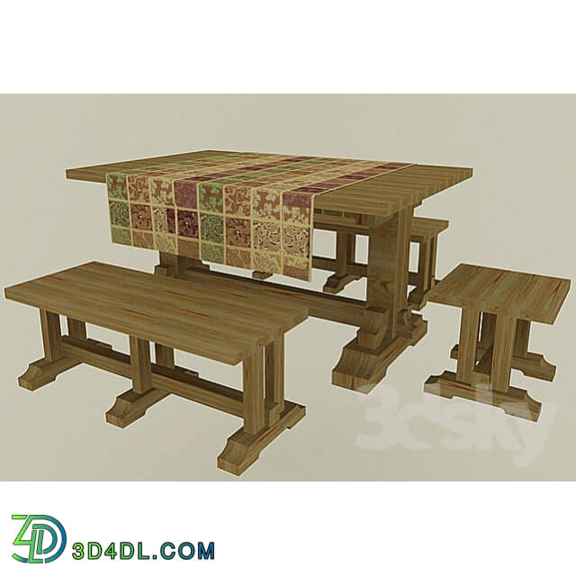 Table _ Chair - table_ bench and stool in rustic style