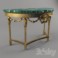 Table - Giltwood Marble Top Demi-lune Pier Table 