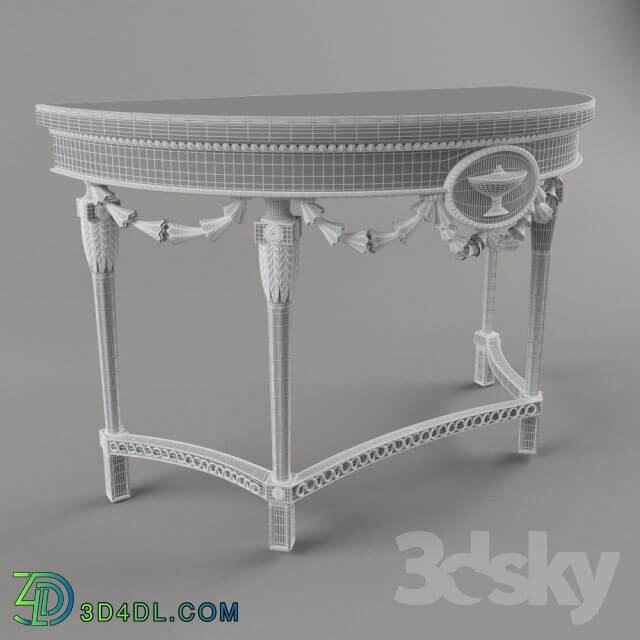 Table - Giltwood Marble Top Demi-lune Pier Table