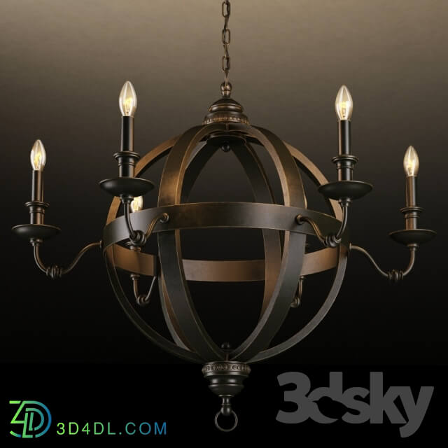 Ceiling light - GRAMERCY HOME - MEDIEVAL METAL ORB CHANDELIER CH029-8-ABG