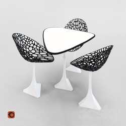 Table _ Chair - Table and chair Black and white 