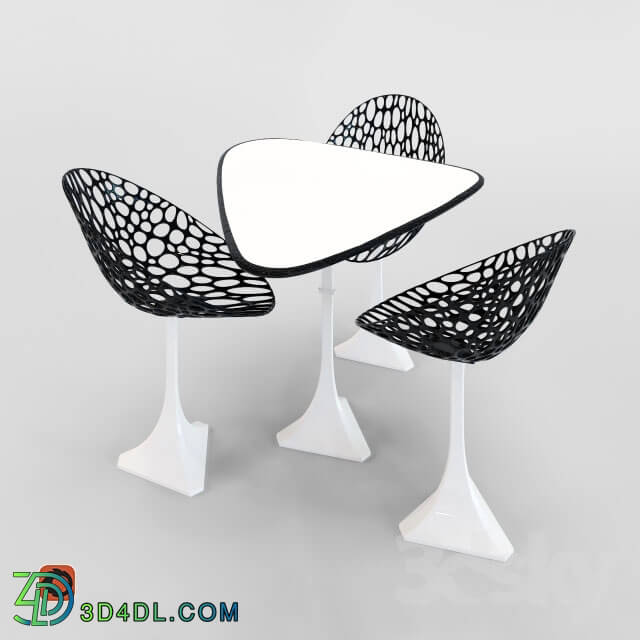 Table _ Chair - Table and chair Black and white