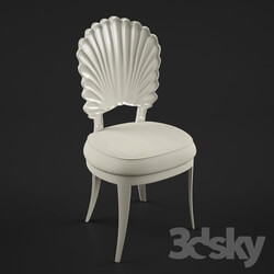 Chair - White Lacquer Shell Back chair. 