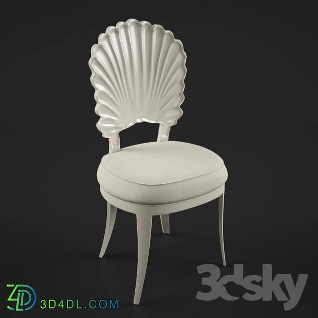 Chair - White Lacquer Shell Back chair.