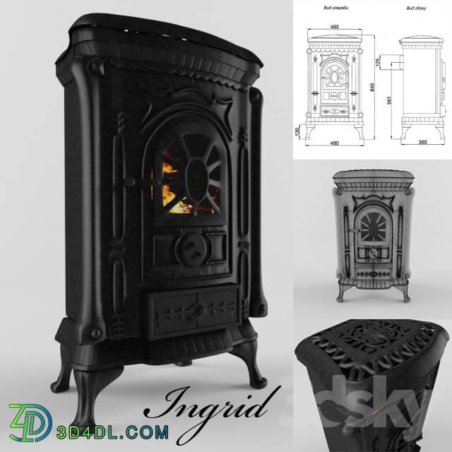 Fireplace - Cast-iron stove of Ingrid