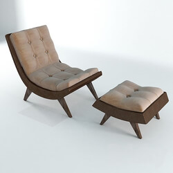 Other soft seating - Chair and ottoman Kempton Beige Fabric and Espresso PU Accent 