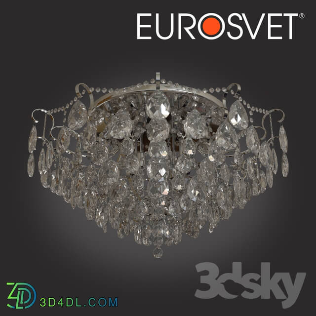 Ceiling light - OM Ceiling chandelier with crystal Eurosvet 10081_12 Crystal chrome