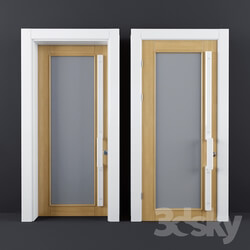 Doors - White Wooden Glass Door 