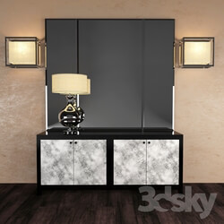 Sideboard _ Chest of drawer - dresser with mirror and a set of lamps 