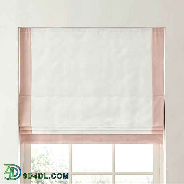 Curtain - RH _ BORDERED COTTON CANVAS CORDLESS ROMAN SHADE