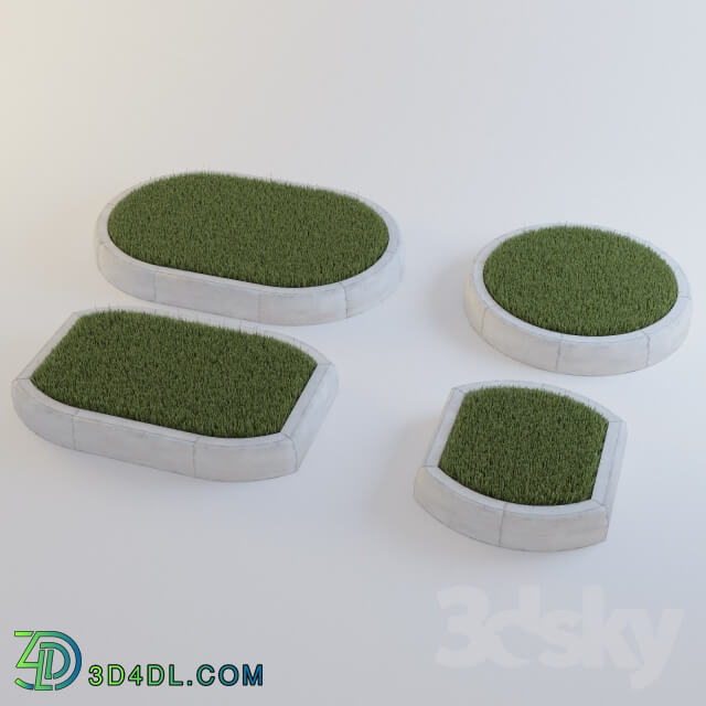 Other architectural elements - Set of flower beds with grass